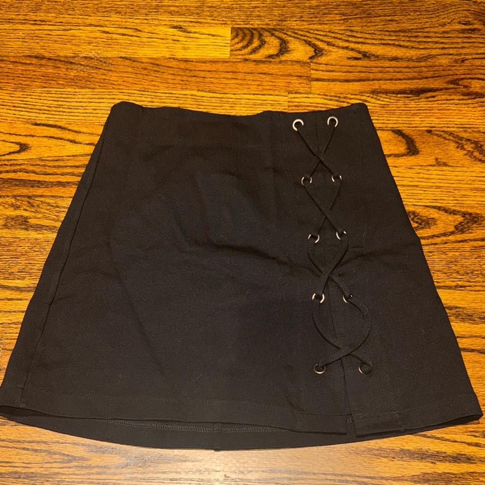 Lush Black Eyelet Mini Skirt